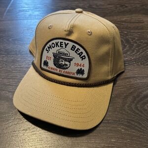 Smokey Bear Official Licensed Rope Hat 1944 Always Be Careful Tan Adjustable Cap